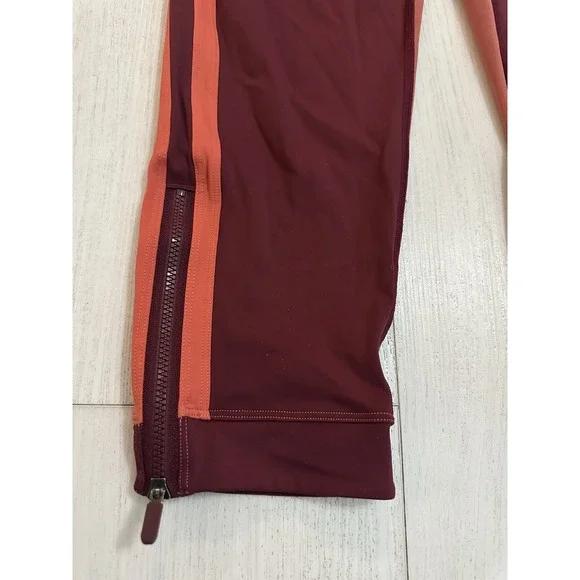 Lululemon Zip The Line Crop 23" Leggings Sz 12 Deep Ruby / Poppy Coral - Picture 7 of 12